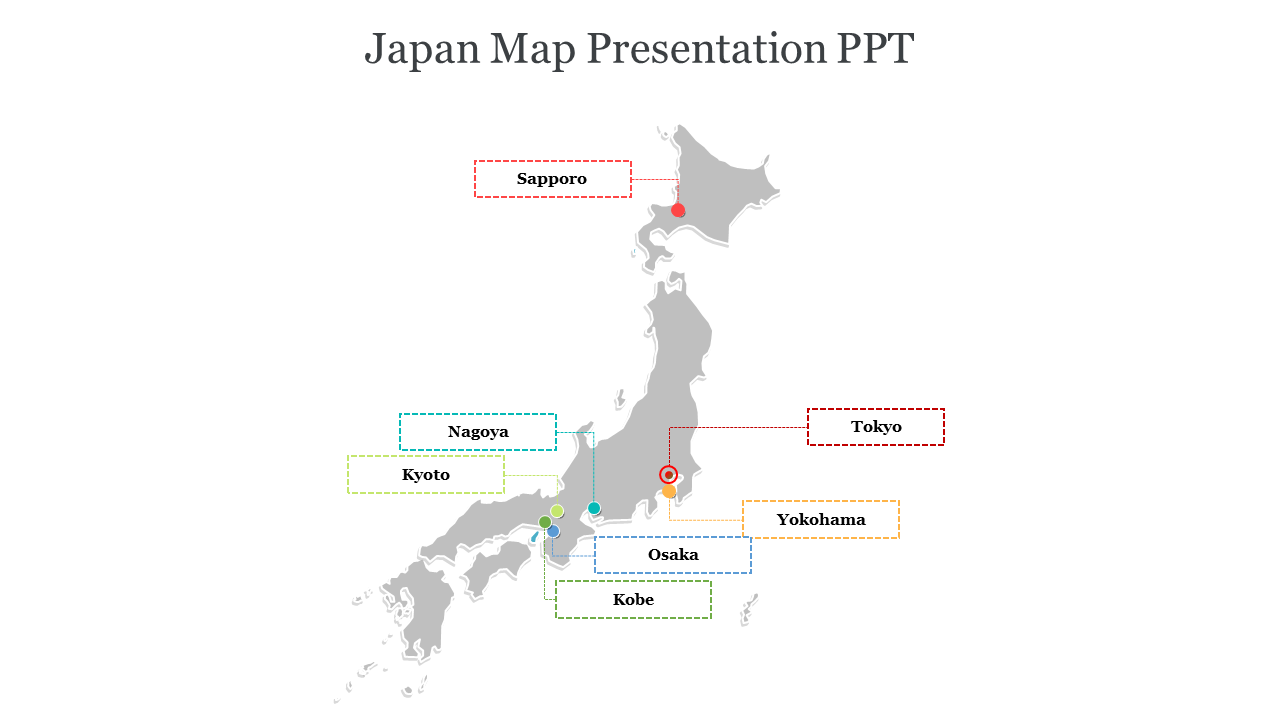 Outstanding Japan Map Presentation PPT Template Designs